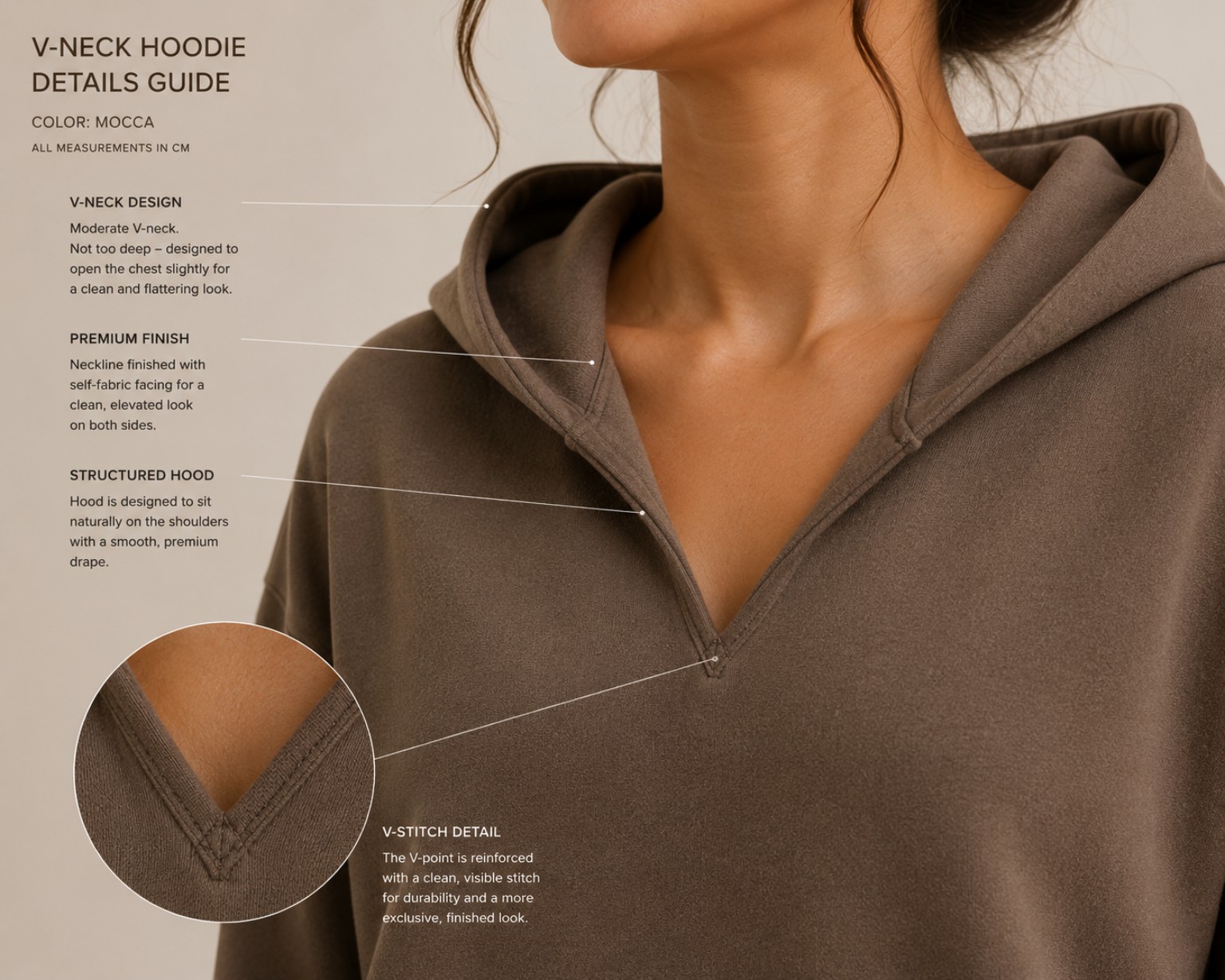 VALYNS V-Neck Hoodie details