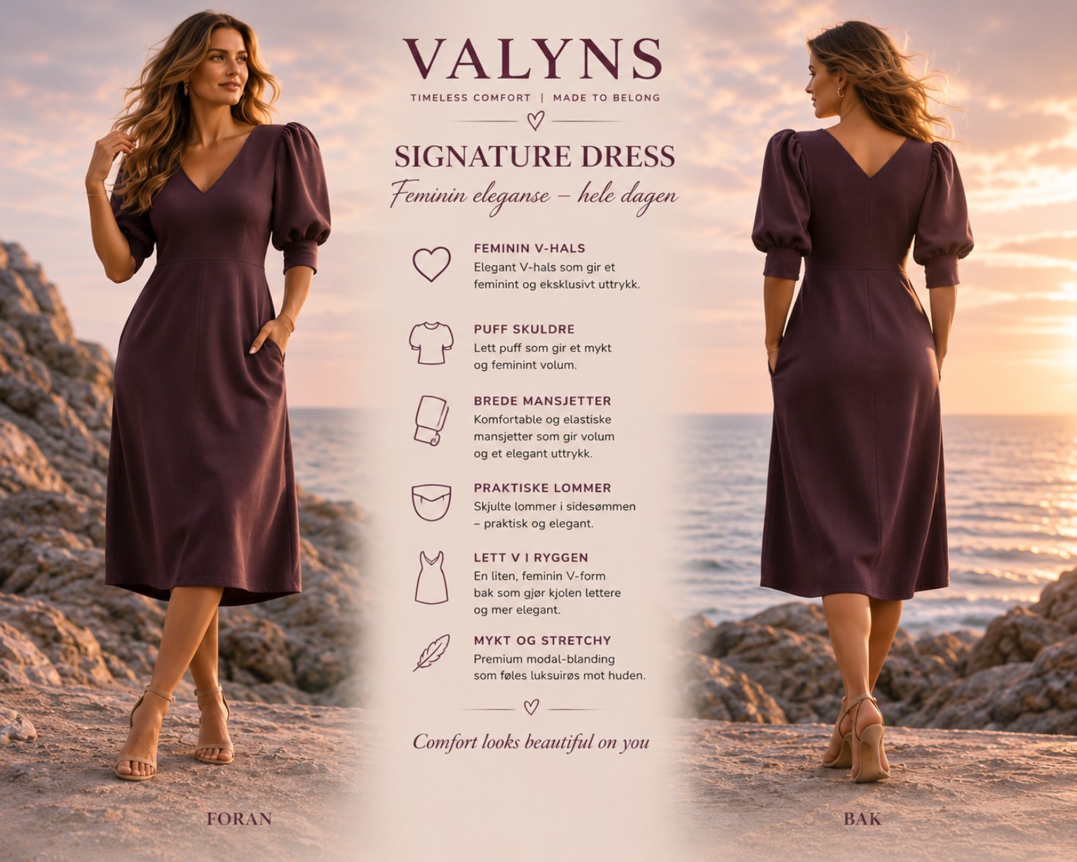 VALYNS Signature Dress in Plum